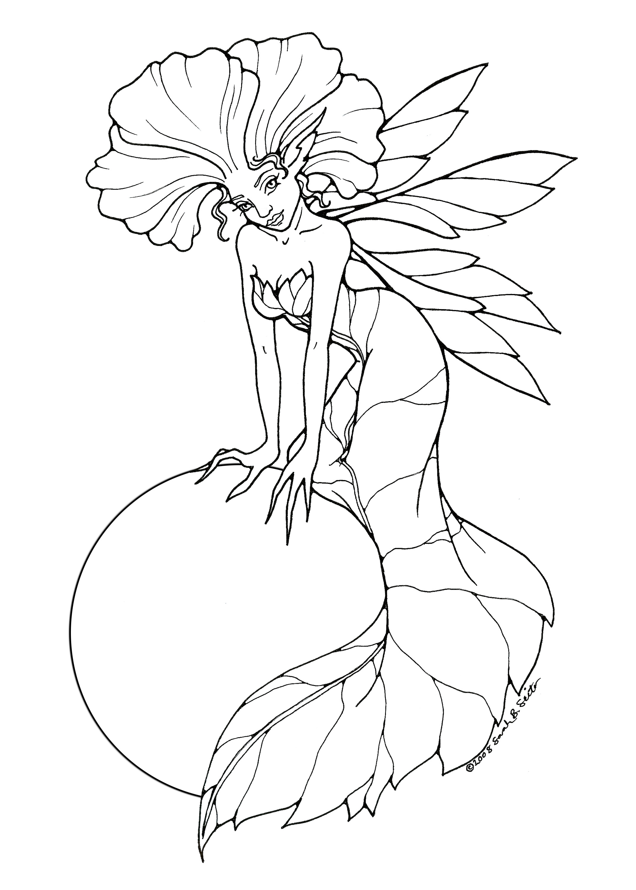 2144x3000 Adult Fairy Coloring Page