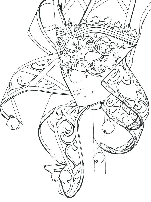 616x825 Free Advanced Fantasy Coloring Pages Adult Idea For Carnival Mask
