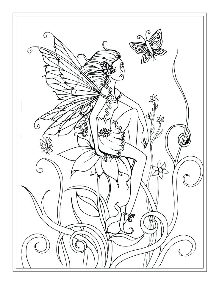 736x952 Lovely Fantasy Coloring Pages For Adults And Free Flower Fairy