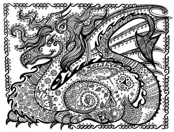 570x431 Pages Printable Coloring Fantasy Pages To Color Dragon
