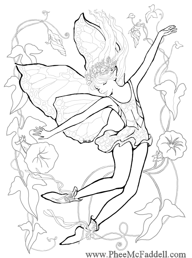 670x900 Morning Glory Fairy Coloring Page