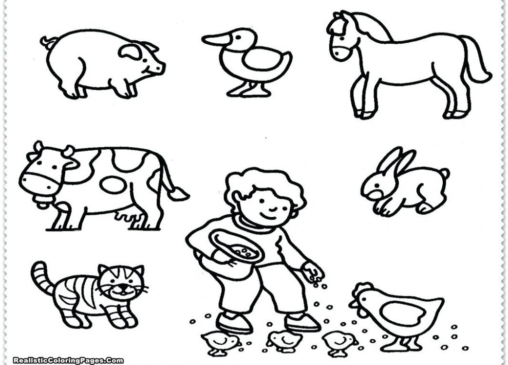 1043x751 Free Farm Animal Coloring Book Pages Barnyard Animals Easy