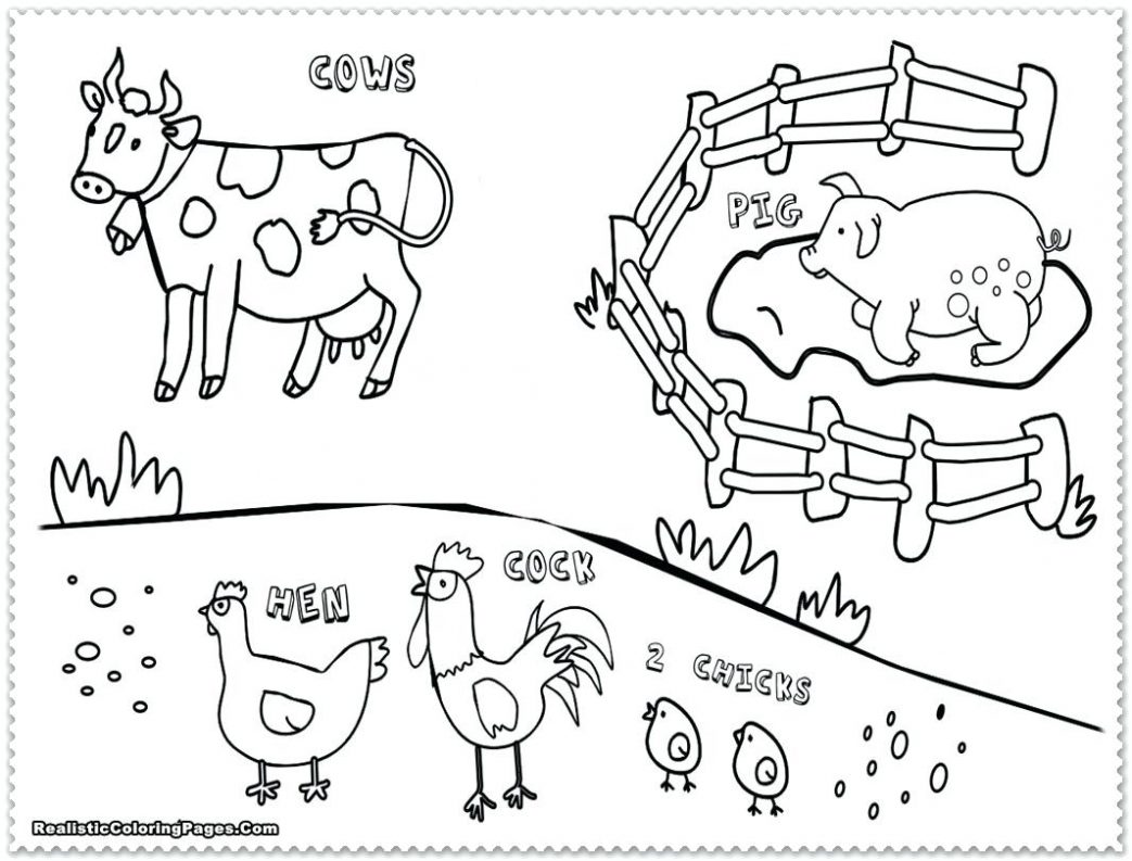 1043x793 Nice Looking Farm Coloring Pages Free Printable Top Your