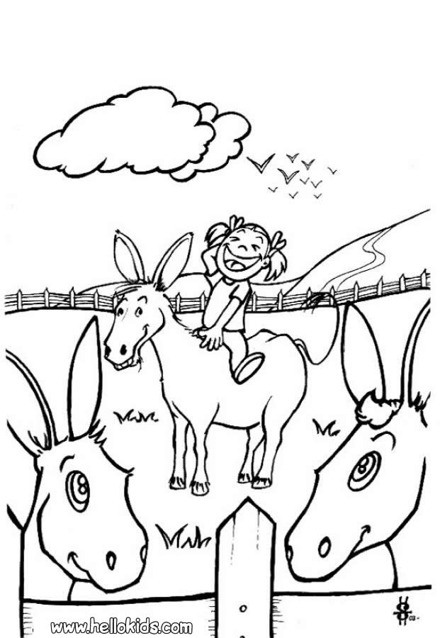 621x900 Donkey And Girl Coloring Page Cute And Amazing Farm Animals