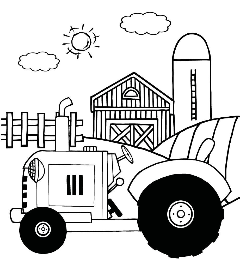 921x1012 Tractor Coloring Pages Farm House Barn