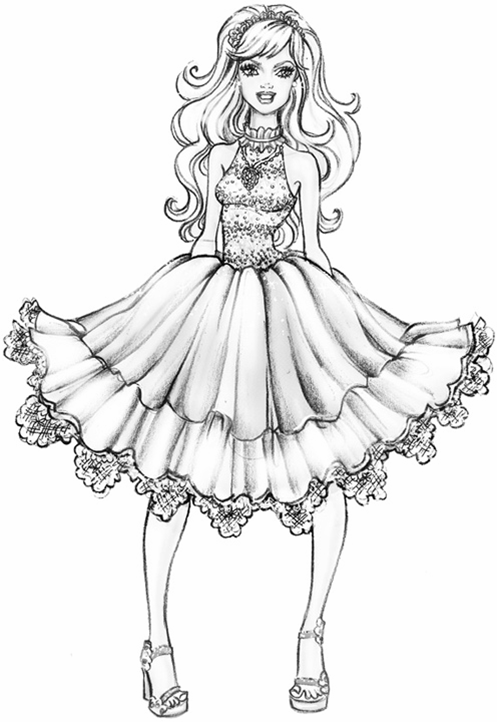 497x722 Fashiion Coloring Pages Barbie A Fashion Fairytale Coloring Page