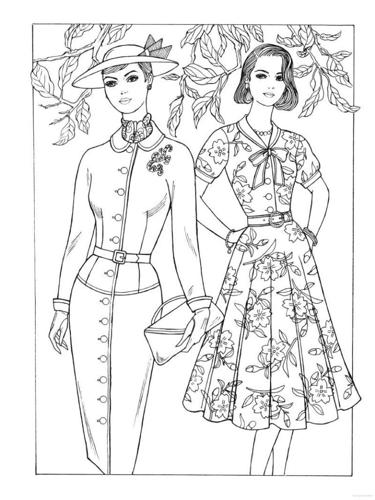 768x1024 Printable Coloring Pages Of Fashion For Adults Barbie Old