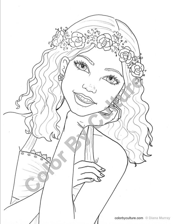 570x738 Teenage Girl Coloring Pages Fashion Coloring Page Girl With Flower