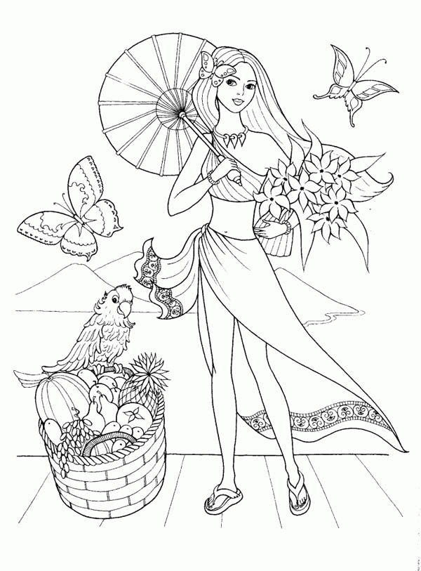 600x813 Fashion Model For Summertime Coloring Page Coloring Pages