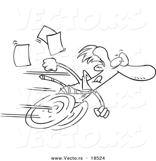 600x620 Vector Of A Cartoon Fast Businessman On Wheels