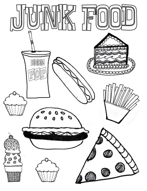 600x777 Junk Food Coloring Page