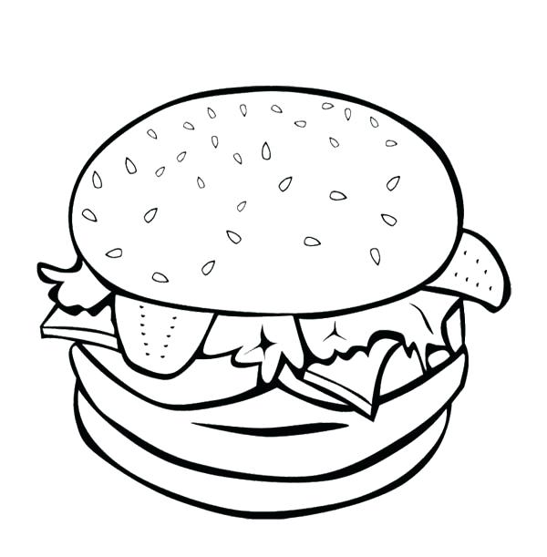 600x611 The Big Burger For Fast Food Coloring Page For Kids Kids Ronald