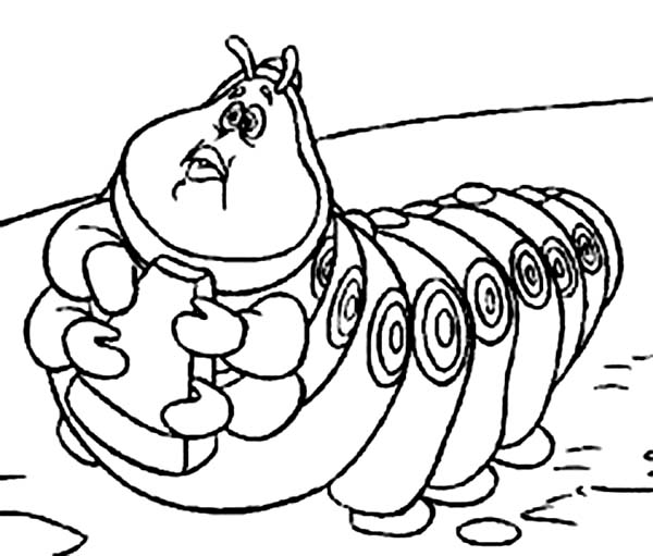 600x511 Heimlich The Fat Green Caterpillar From Bugs Life Coloring Pages