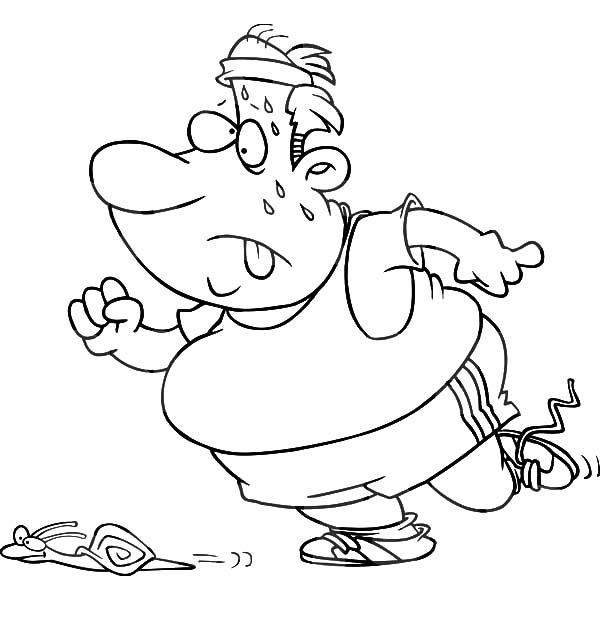 600x620 Snail Winning A Race Against Fat Boy Coloring Pages