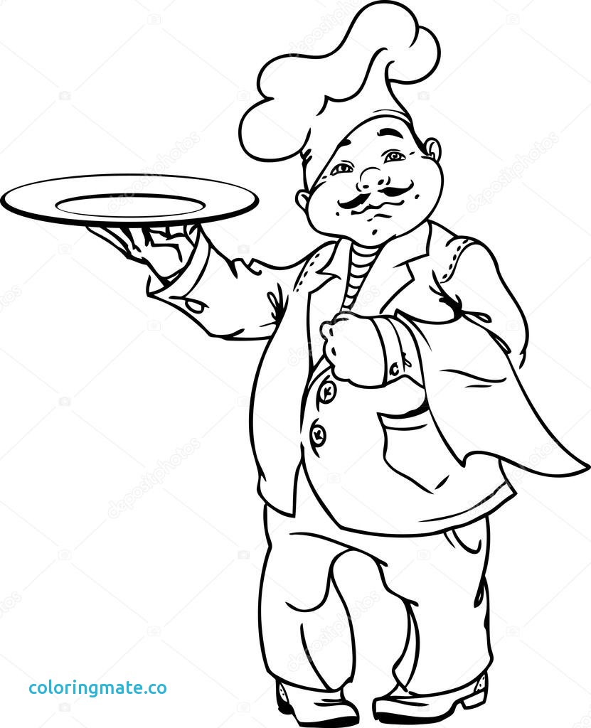 831x1024 Chef Coloring Page Hat Pages Little Fat Printable Impressive