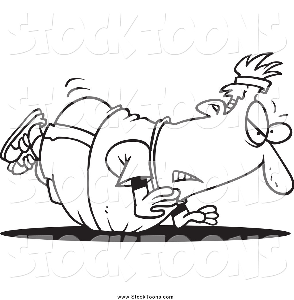 1024x1044 Stock Cartoon Of A Black And White Unfit Fat Man Doing Pushups