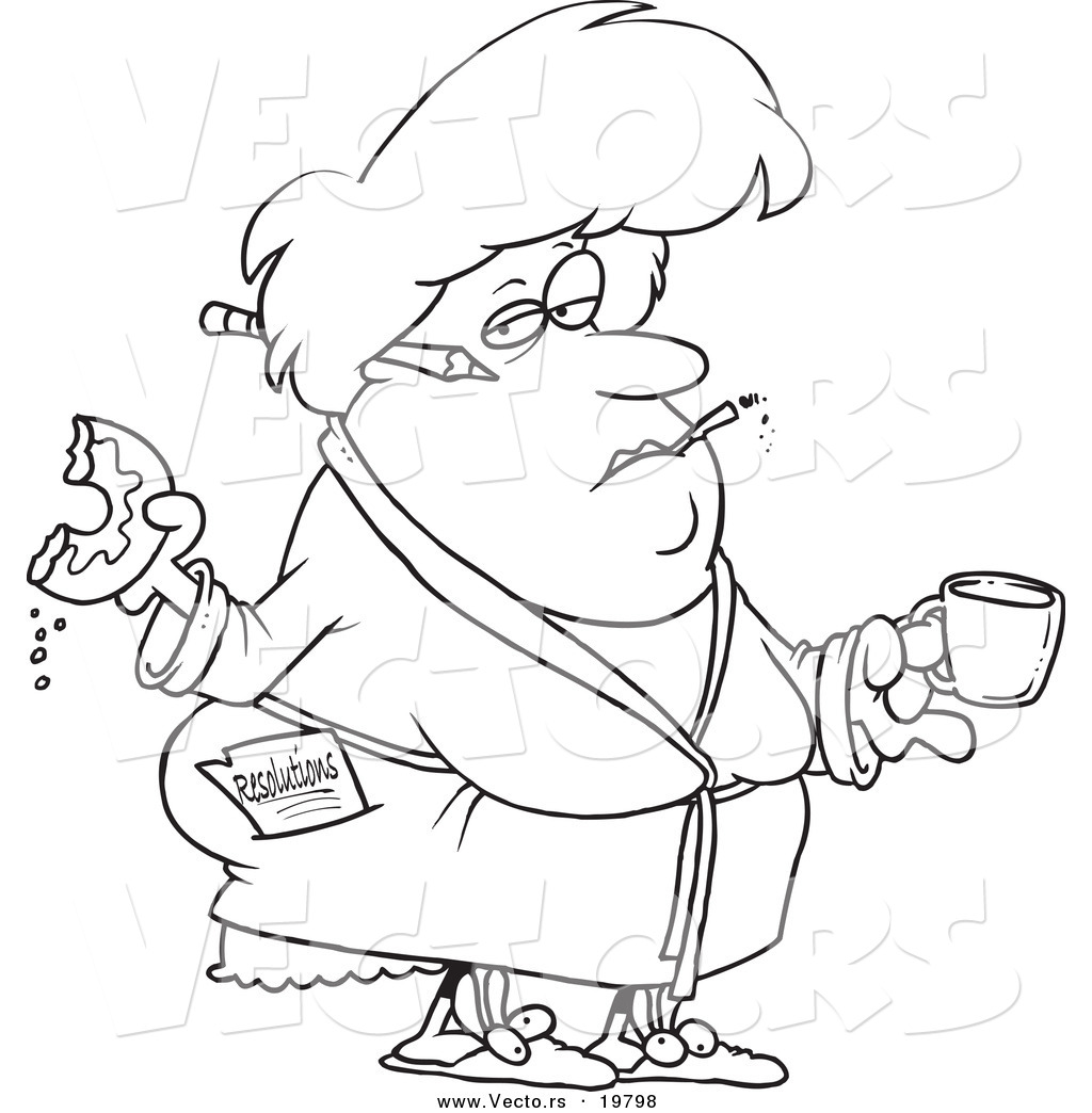 1024x1044 Vector Of A Cartoon Fat Woman Eating A Donut And Failing