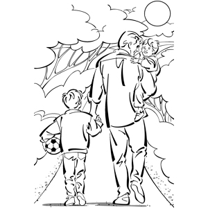 300x300 Father Daughter Son Colouring Pages