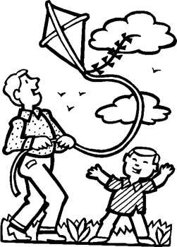 251x350 Father And Son Fly A Kite Kite Coloring Pages Kites