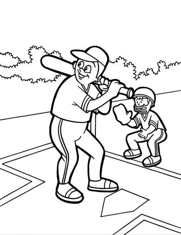 600x782 Father And Son Baseball Coloring Page