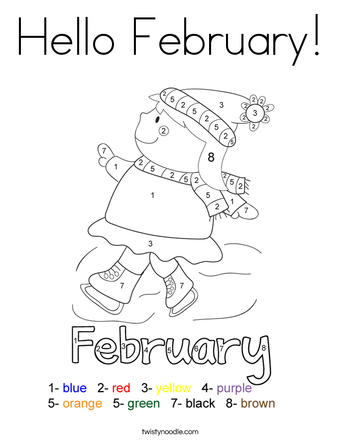 685x886 Hello February Coloring Page