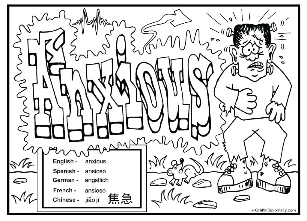 1024x740 Feelings Coloring Page Multicultural Coloring Page Anxious