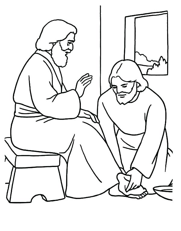 600x765 Jesus Washes The Disciples Feet Coloring Page Washes The Disciples