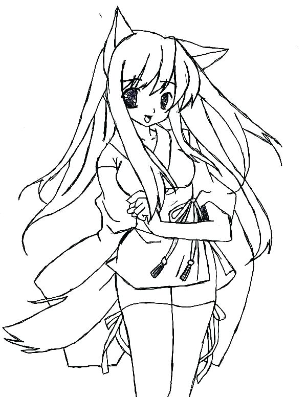 600x776 Free Anime Coloring Pages Anime Coloring Pages Anime Cat Girl