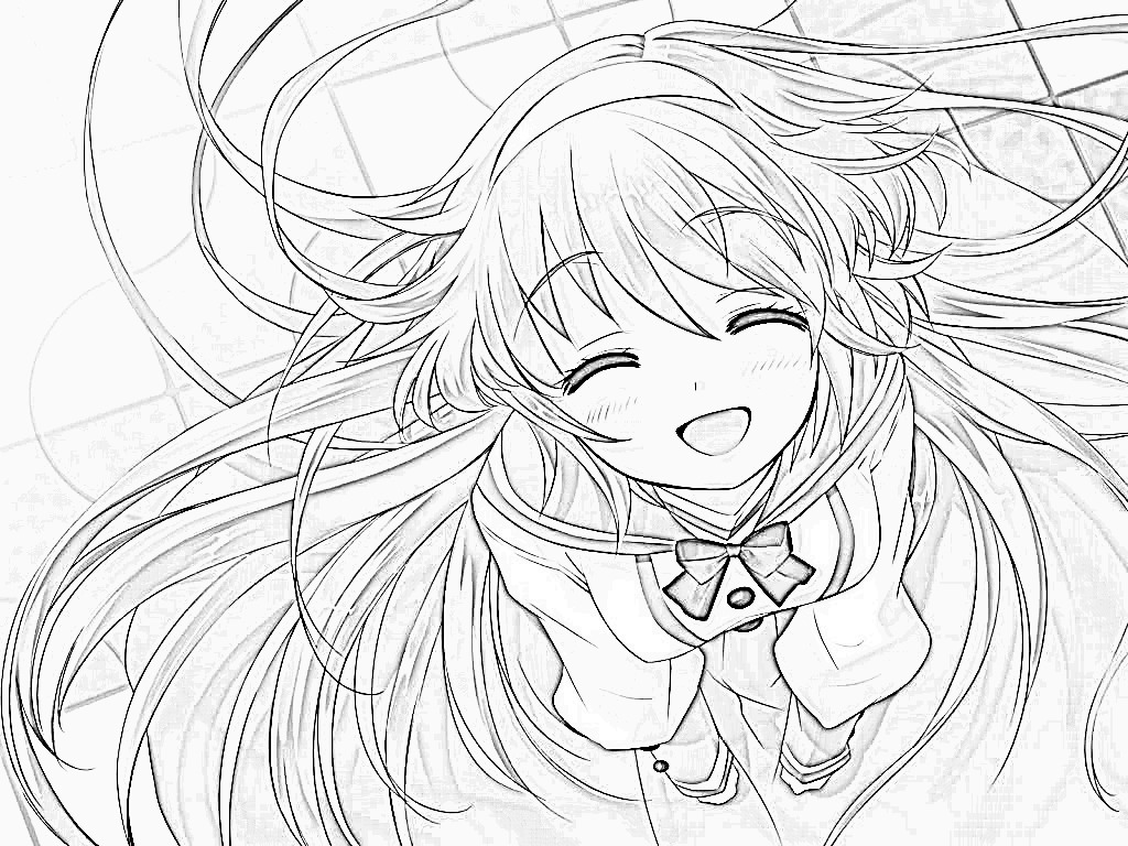 1024x768 Anime Girl Coloring Pages