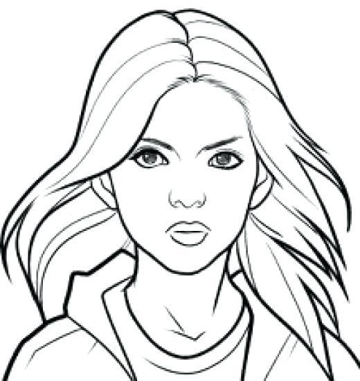 520x551 Girl Face Coloring Page