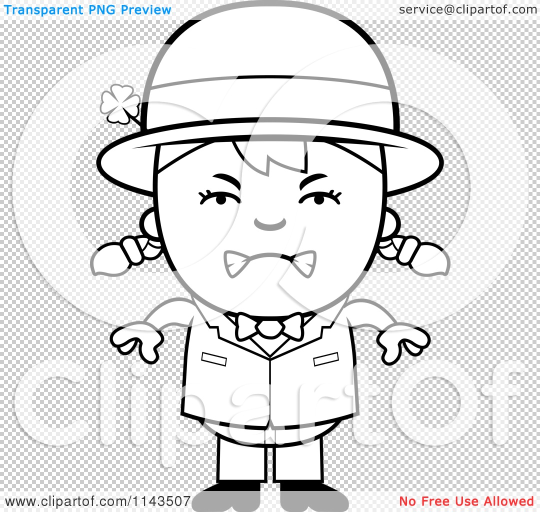 1080x1024 Cartoon Clipart Of A Black And White Mad Child Leprechaun Girl