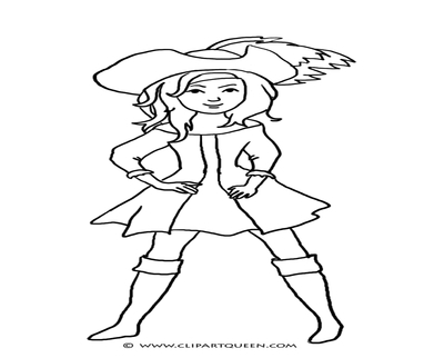 400x322 Girl Pirate Coloring Page