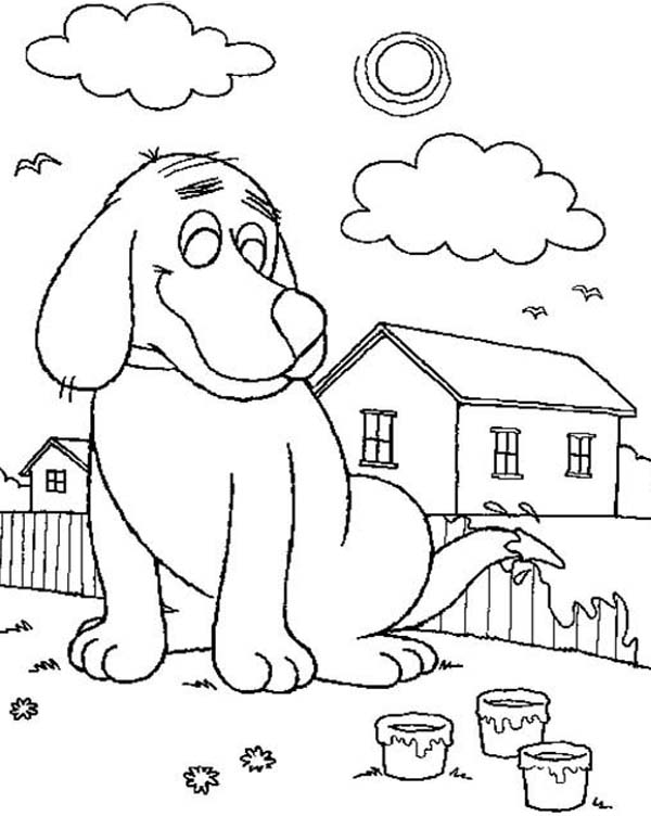 600x752 Clifford The Big Red Dog Paint Fence With His Tail Coloring Page