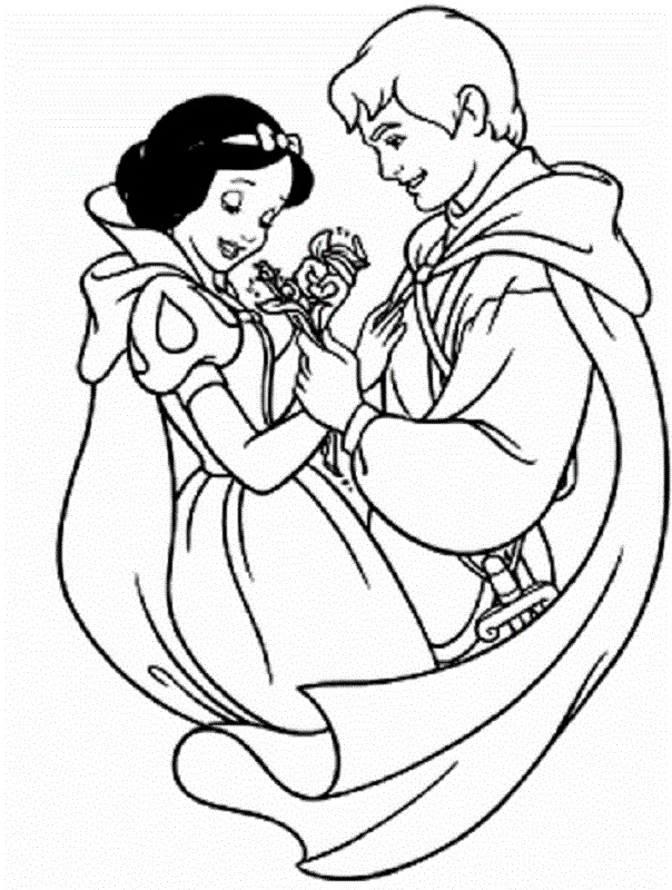 604x800 Disney Land Princess Snow White With Prince Ferdinand Coloring