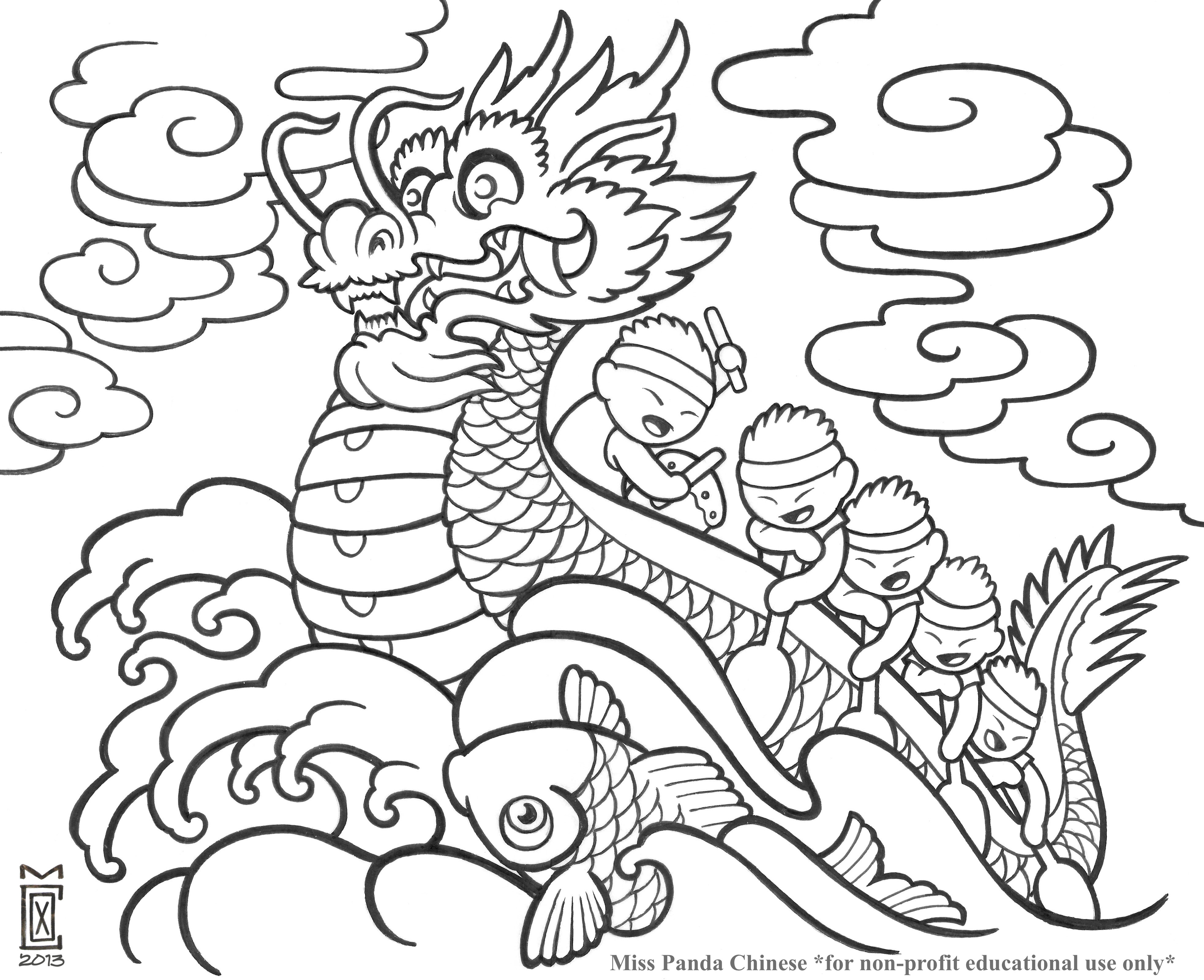 3932x3200 Soar Dragon Boat Festival Coloring Pages Chinese Culture For Kids
