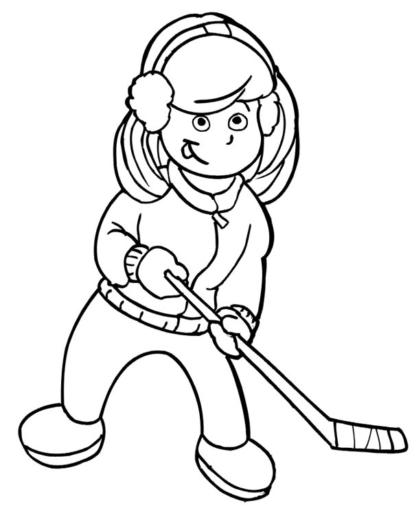 600x741 Girl Hockey Player Coloring Page