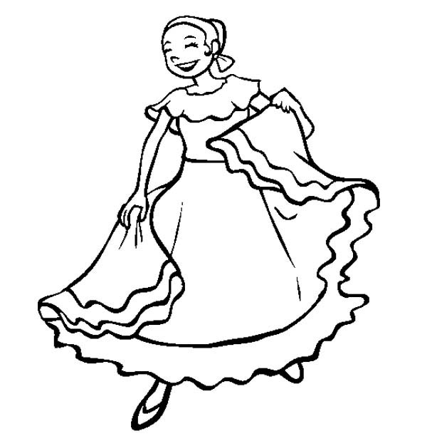 600x612 Mexican Folk Dancer Girl Coloring Page Preschool
