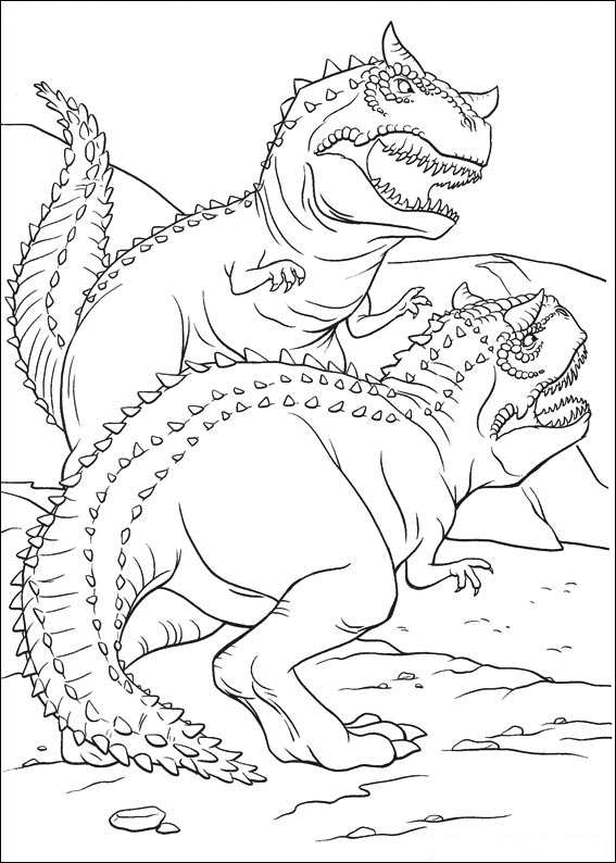 567x794 Dinosaur Fighting Coloring Page