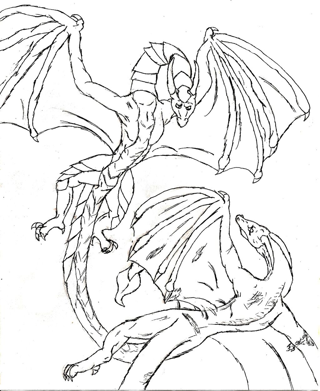 1024x1252 Dragon Fighting Coloring Page