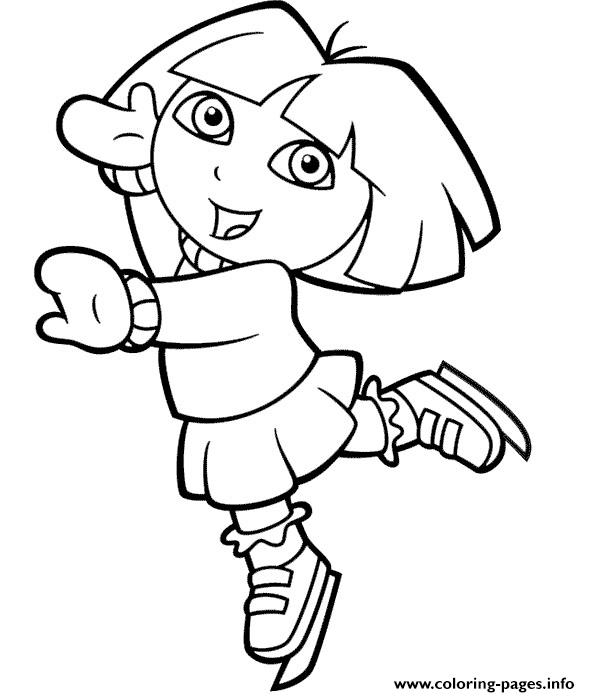 590x697 Dora Explorer Ice Skating Coloring Pages Printable