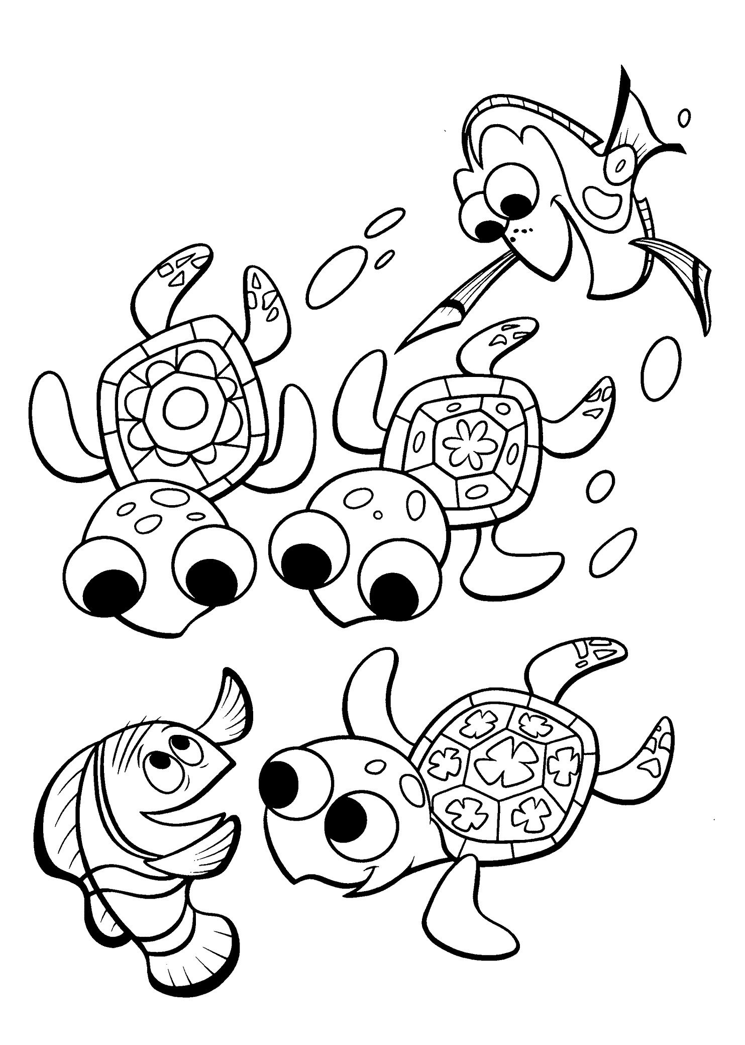 1483x2079 Finding Nemo Coloring Pages Turtles For Kids Printable Free