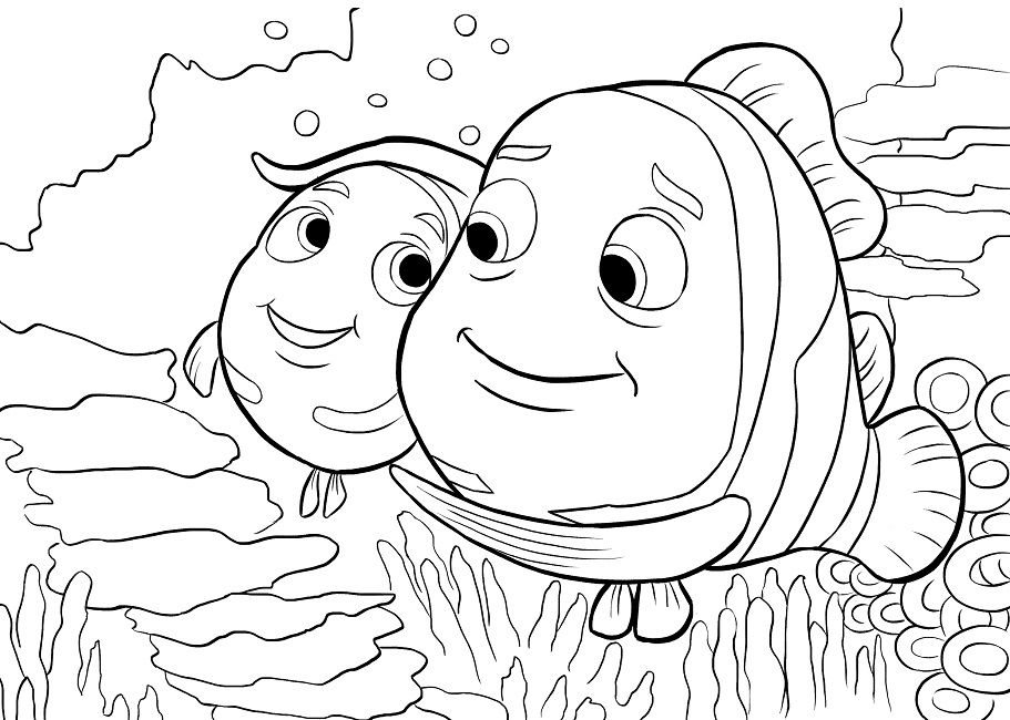 911x650 Finding Nemo Coloring Pages Peach For Kids Finding