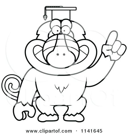 450x470 Graduation Cap Coloring Page Cartoon Of A Black And White Baboon