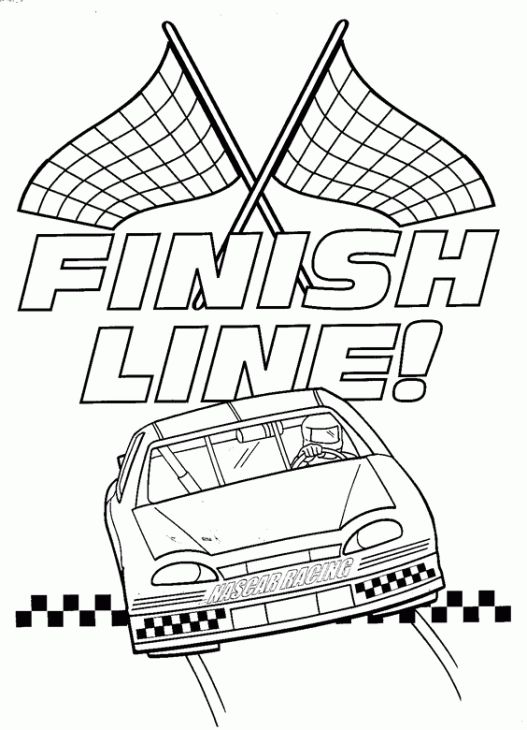 527x730 Nascar Car Reaches Finish Line Coloring Page Vbs