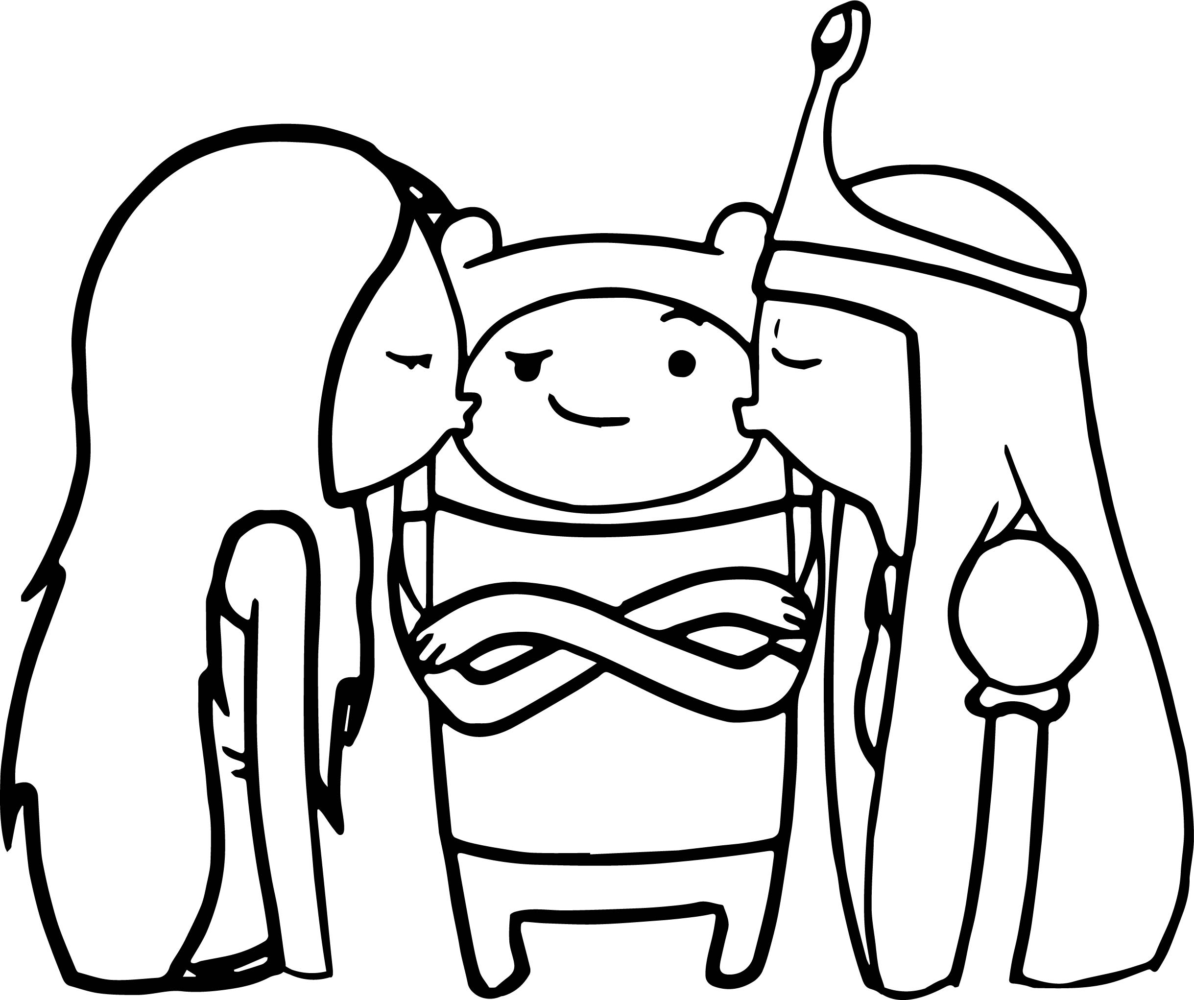 2438x2042 Finn And Girls Coloring Page Wecoloringpage