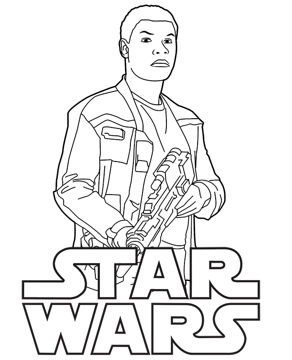600x740 Finn And Star Wars Logo On One Coloring Page To Print Or Download