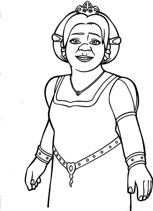 518x713 Princess Fiona Smiles Beautifully Shrek Movie Coloring Pages