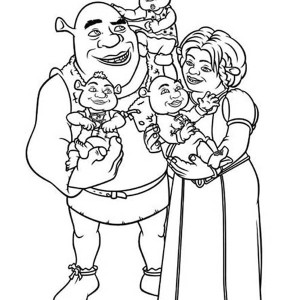 300x300 Shrek Carrying Princess Fiona His Beloved One Coloring Page Shrek