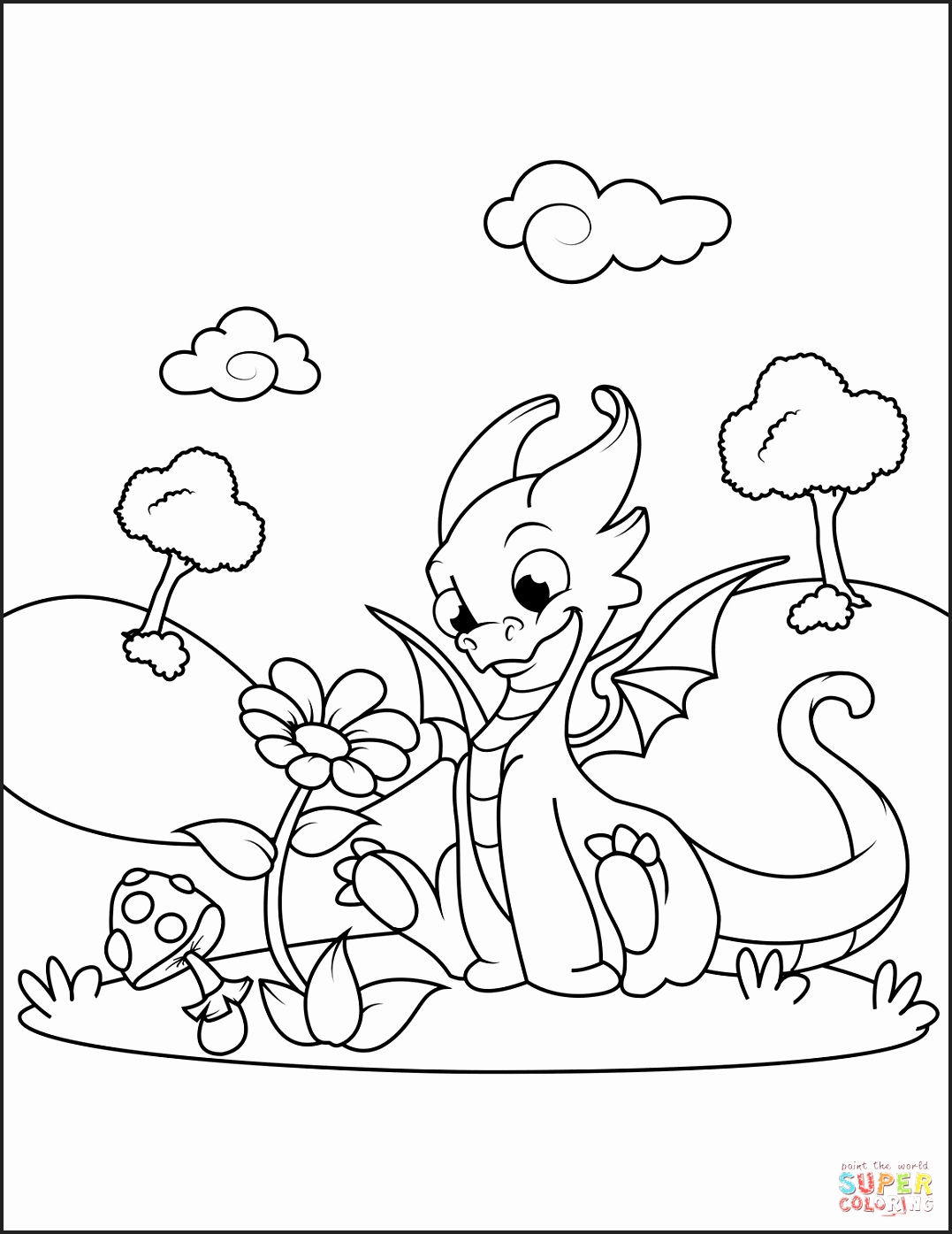 1077x1395 Fire Breathing Dragon Coloring Pages