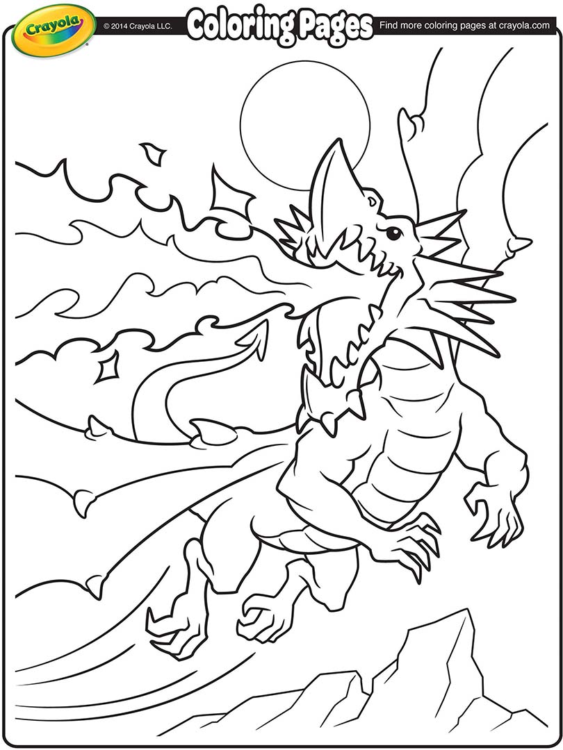 810x1080 Fire Breathing Dragon Coloring Page